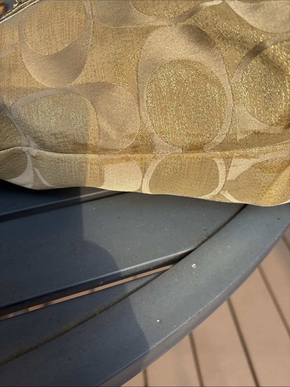 Coach Poppy Signature C Gold Lurex Tote - Picture 7 of 15